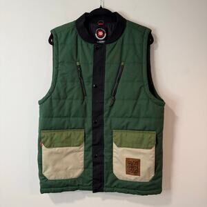 686 Men's Do-Work Vest Insulated Puffer Cargo Green Medium Waterproof 10K Snow
